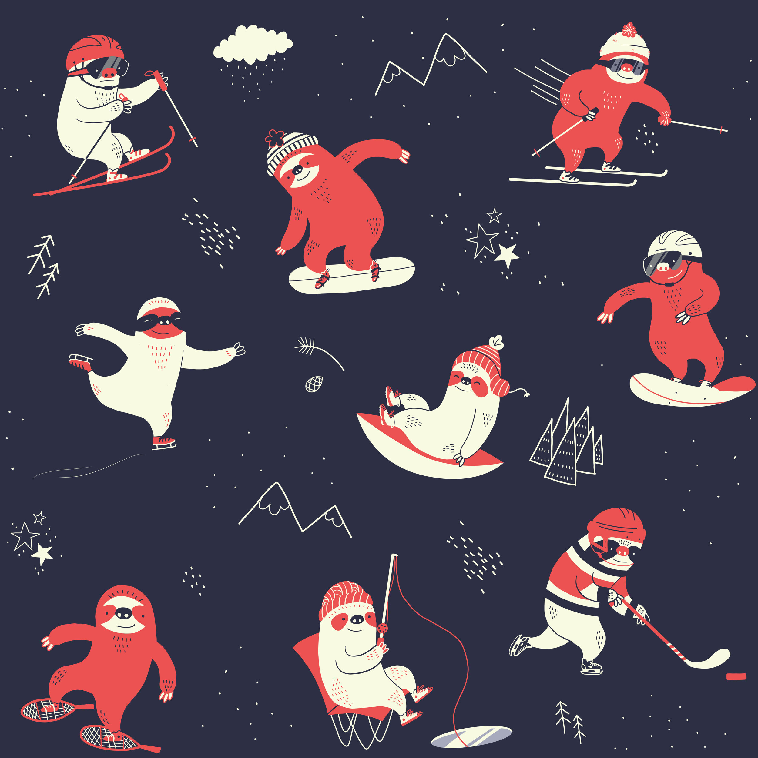winter sloth pattern single.jpg