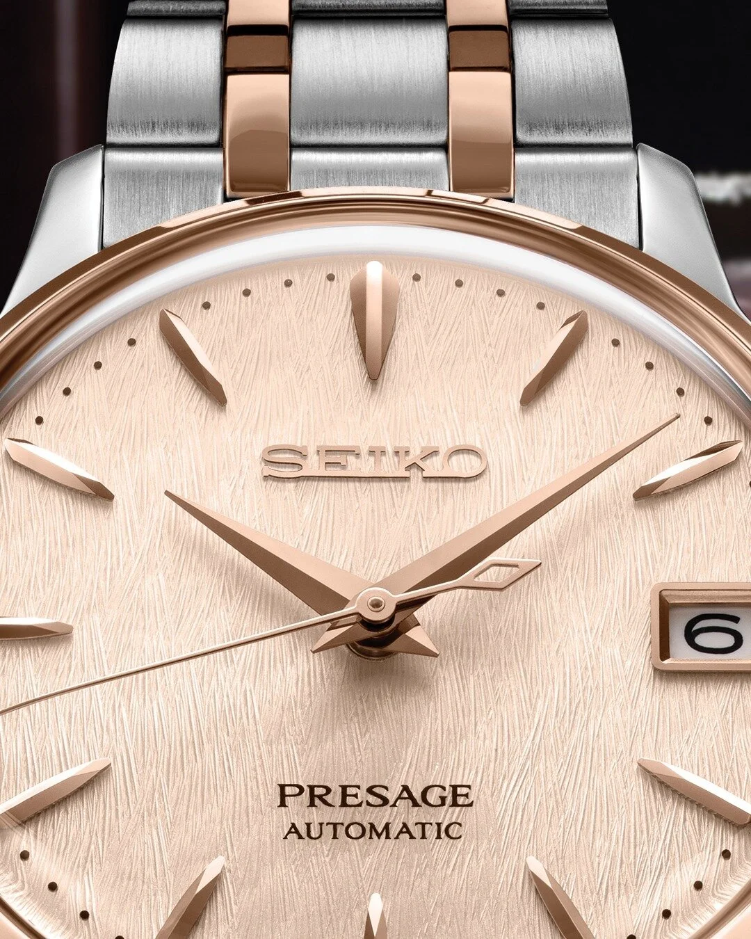 Pink and Poise in Presage Cocktail Time. 🍹 Inspired by the Pink Champagne cocktail, SRPF54 features a romantic pink dial and gloss finish. This timepiece is the perfect blend of class and style, giving you that desired look from day to night.