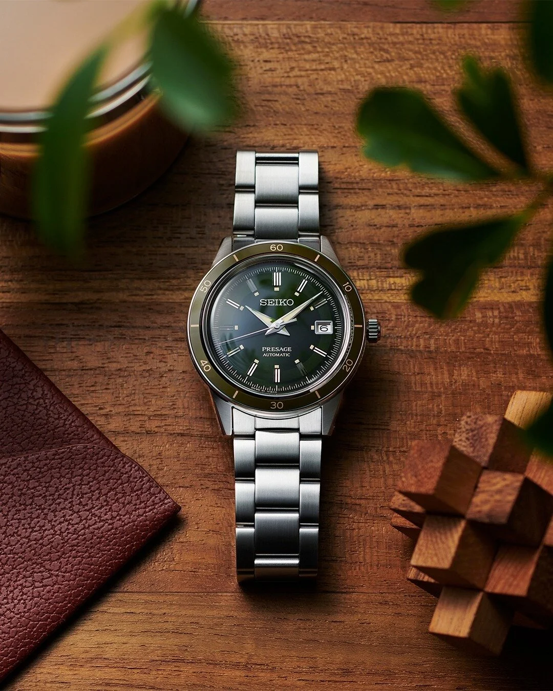 Feeling Lucky in Seiko Presage! 🍀 - Find your fortune today in SRPG07's dark green dial and bezel. With its style inspired by the 1960s and its clean stainless steel case and bracelet, your luck won't be in your hands but on your wrist! #SRPG07 #Pre