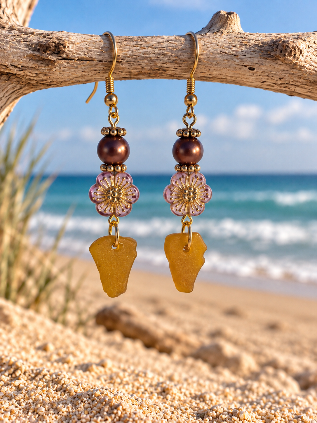 Coco Bloom Beach Glass Earrings