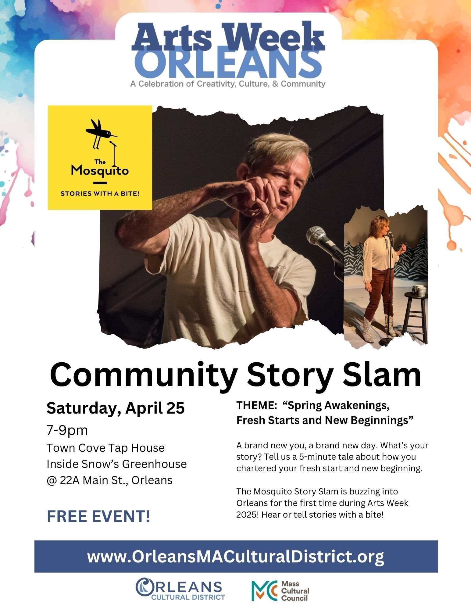 Mosquito Story Slam - ORLEANS ARTS WEEK! "Spring Awakening"
