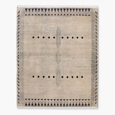 Saffioti Hand-Knotted Warm White New Zealand Wool Area Rug 5'X8'