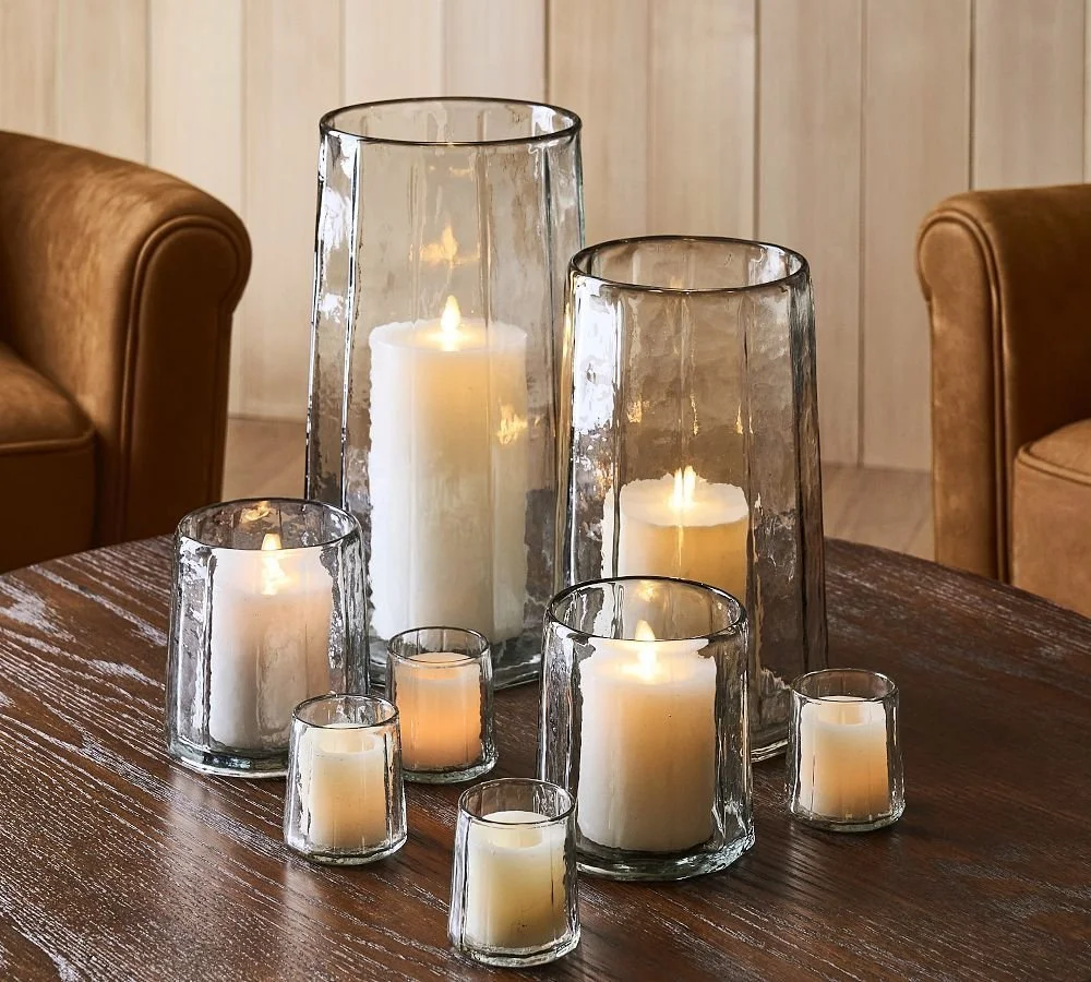 Hammered Recycled Hurricane Candle Holder