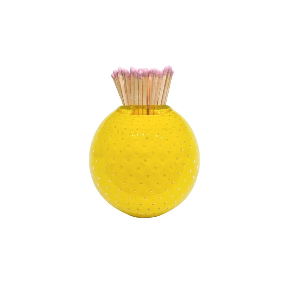 Lemon Meringue Handblown Glass Match Striker with Matches