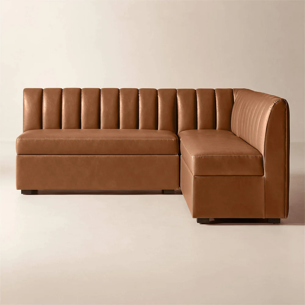 Duncan Brown Leather Double Banquette