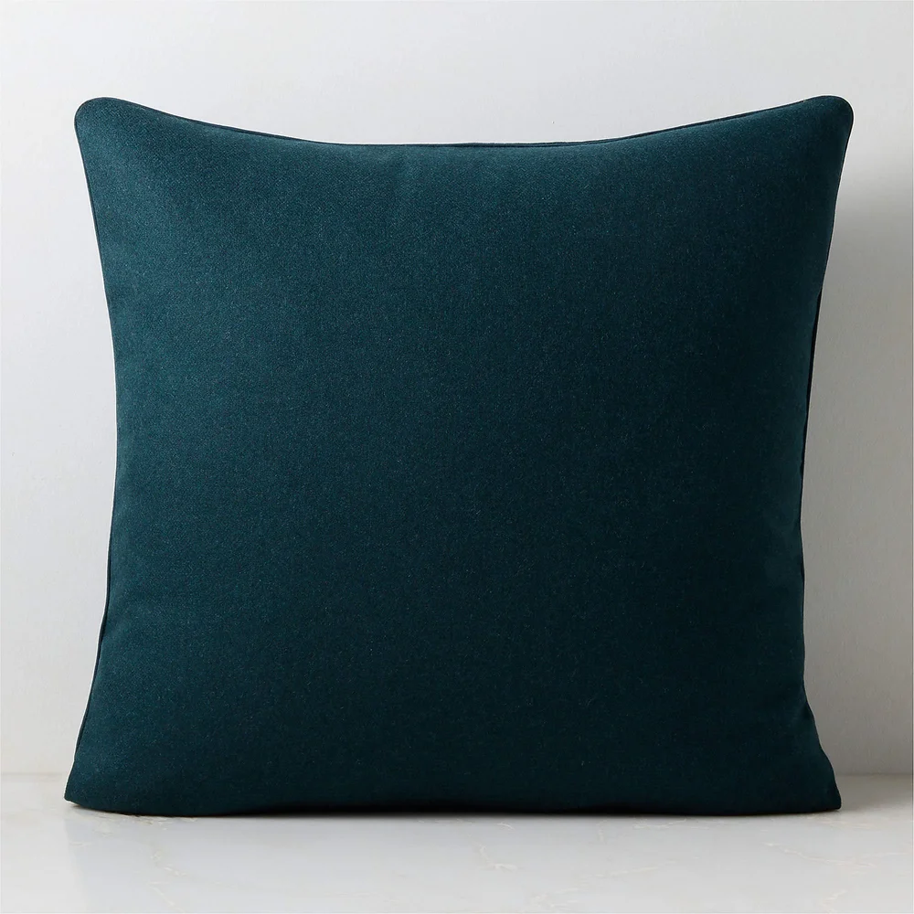 Contra Dark Teal Italian Wood Pillow