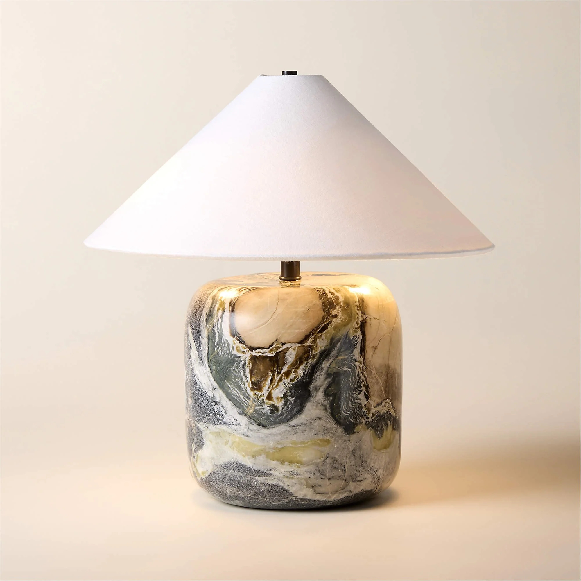 Block Mini Floral Hade Marble Table Lamp