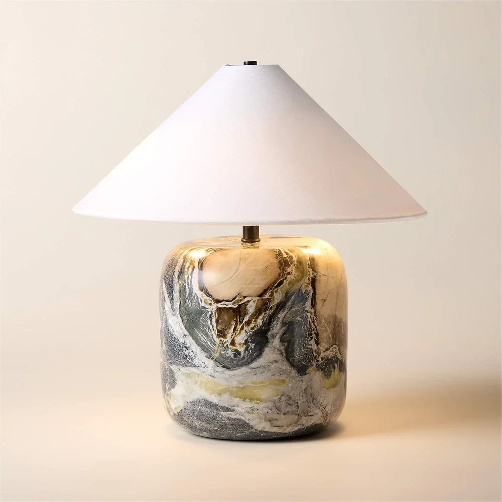 Block Mini Floral Hade Marble Table Lamp