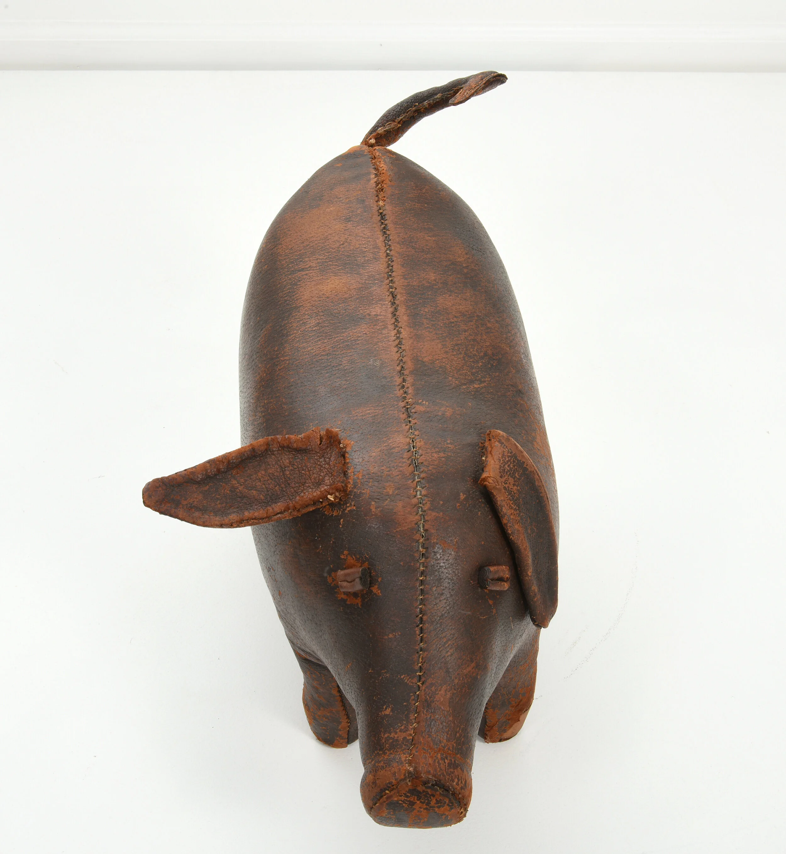 Dimitri Omersa for Abercrombie and Fitch Leather Pig Ottoman 1960s 