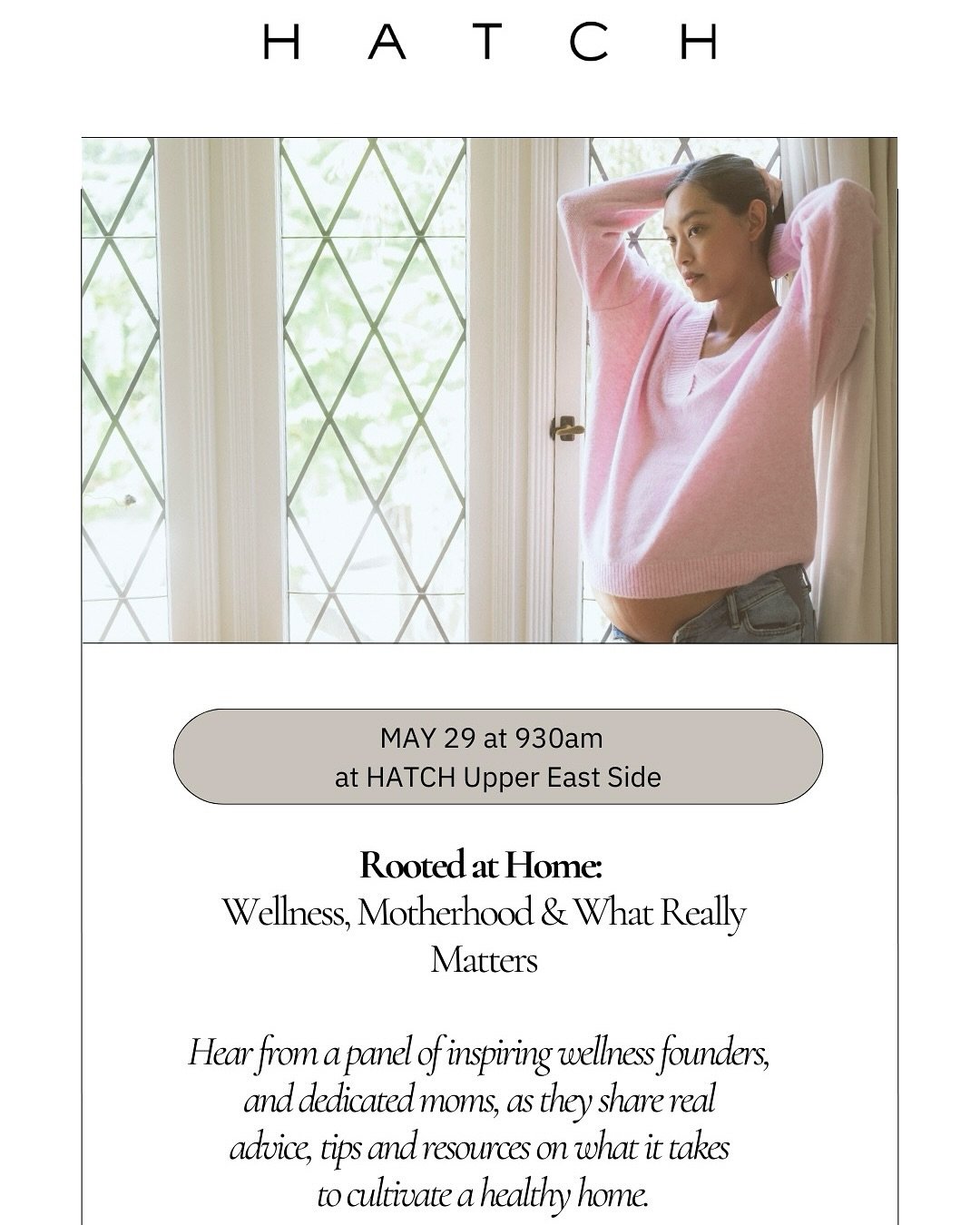We can&rsquo;t wait for this conversation! Please join us TOMORROW at @hatchgal on the Upper East Side at 9:30am to talk about how to cultivate a healthy home with minimal stress. 

You will walk away feeling inspired, invigorated, and with tangible 