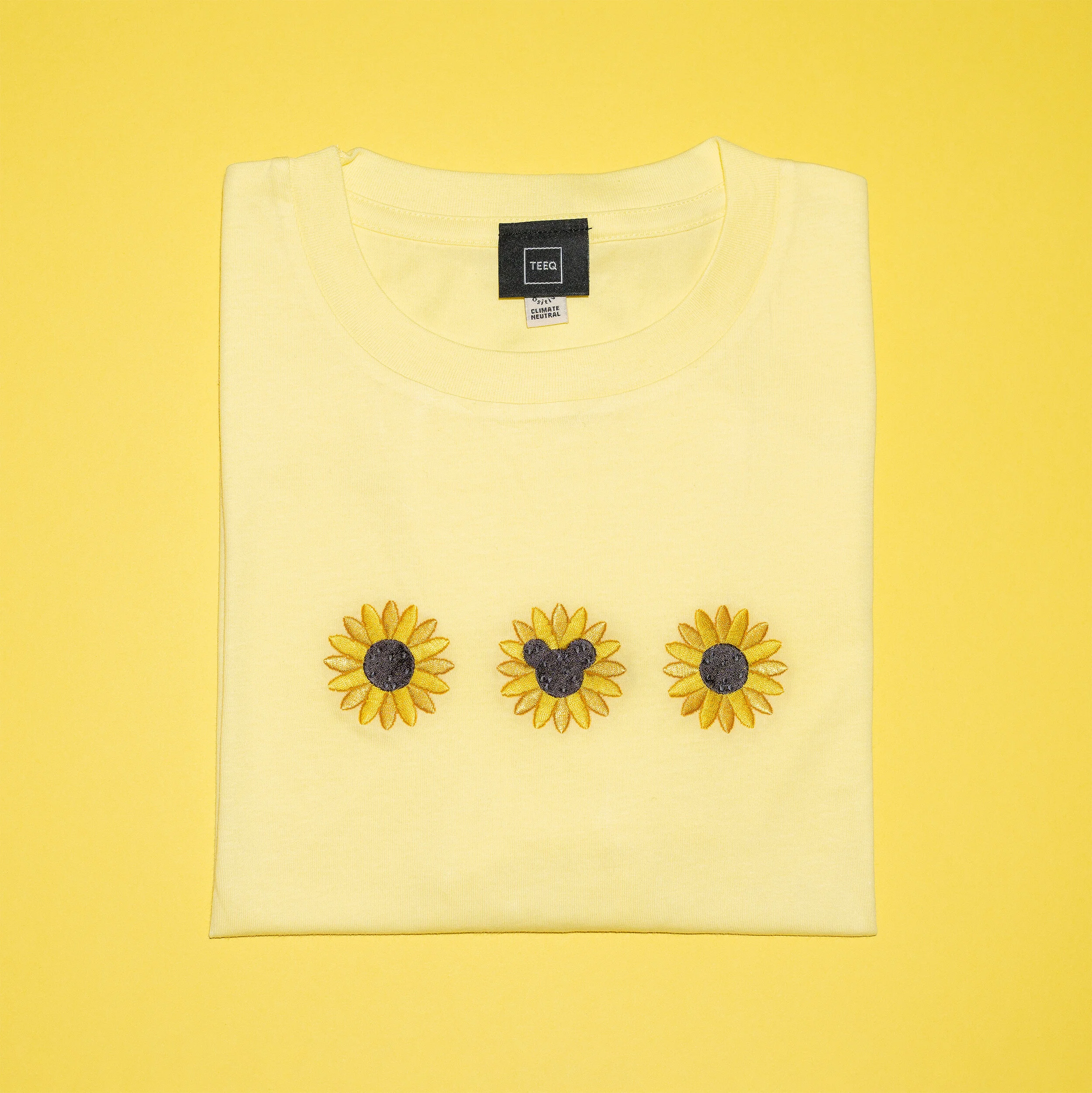 Sunflower Embroidered Yellow T-Shirt - Teeq