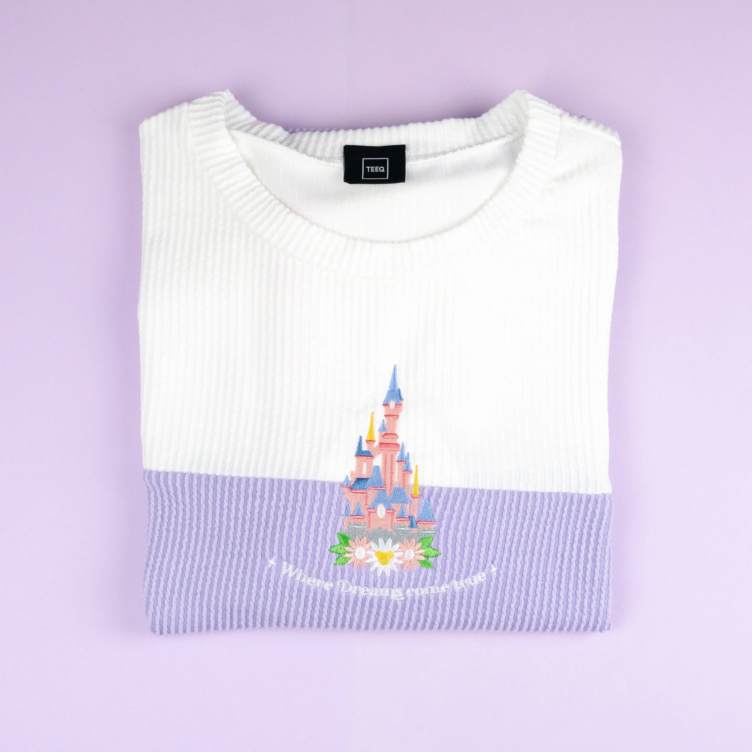 DLP Floral Castle Embroidered Colour Block T-Shirt2.jpg