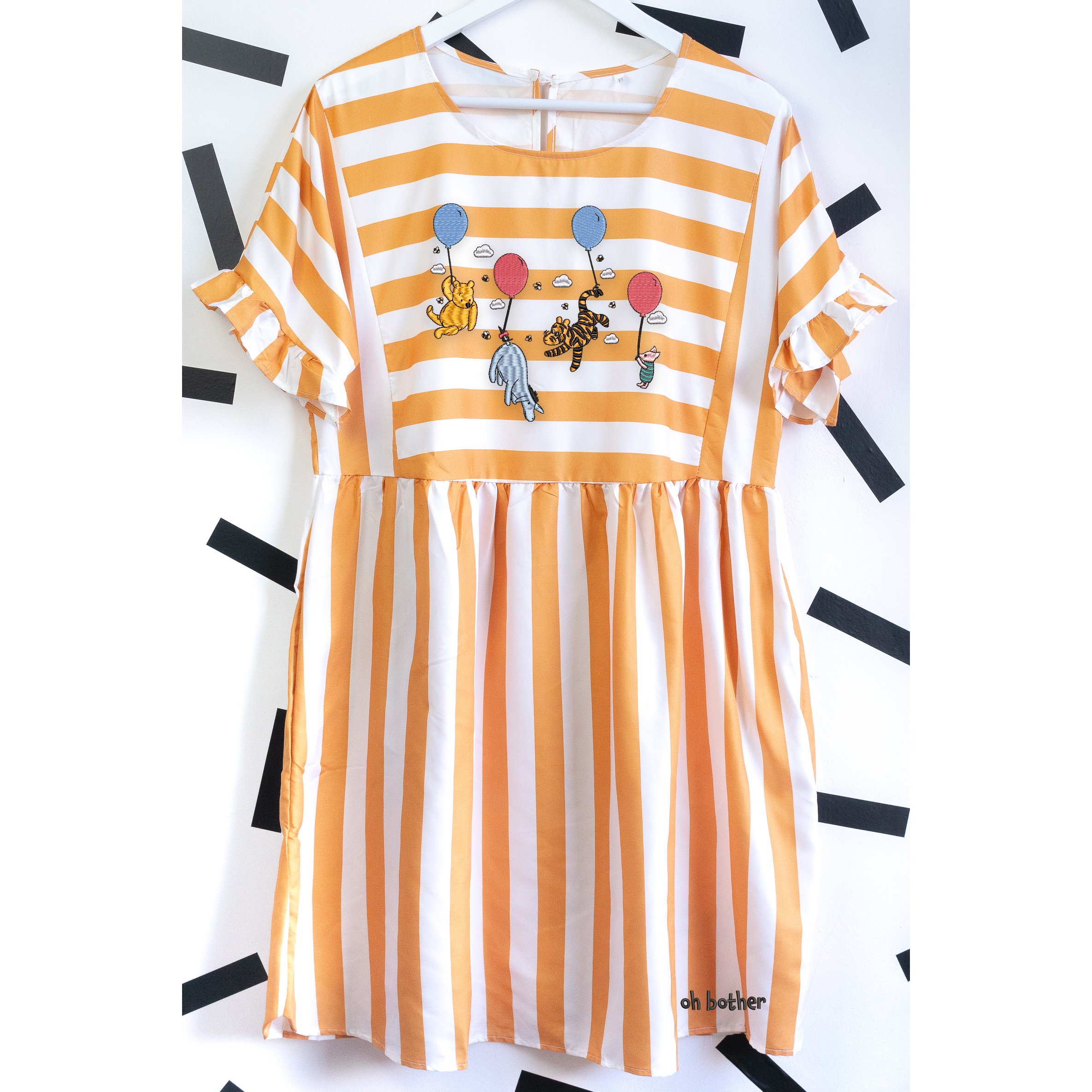 Winnie Balloons Embroidered Stripe Smock Dress - Yellow2.jpg