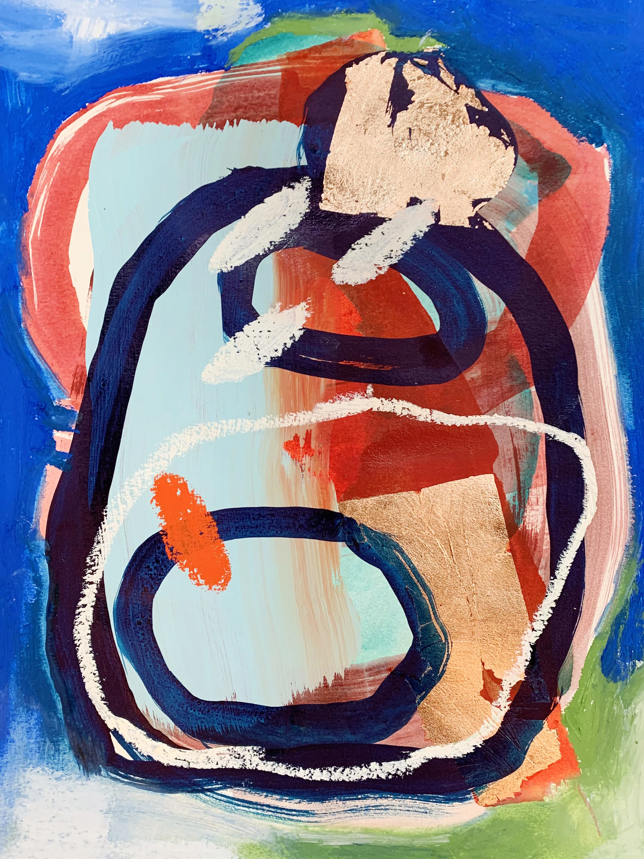 “Pieces”, Mixed media on paper, 11” x 15”