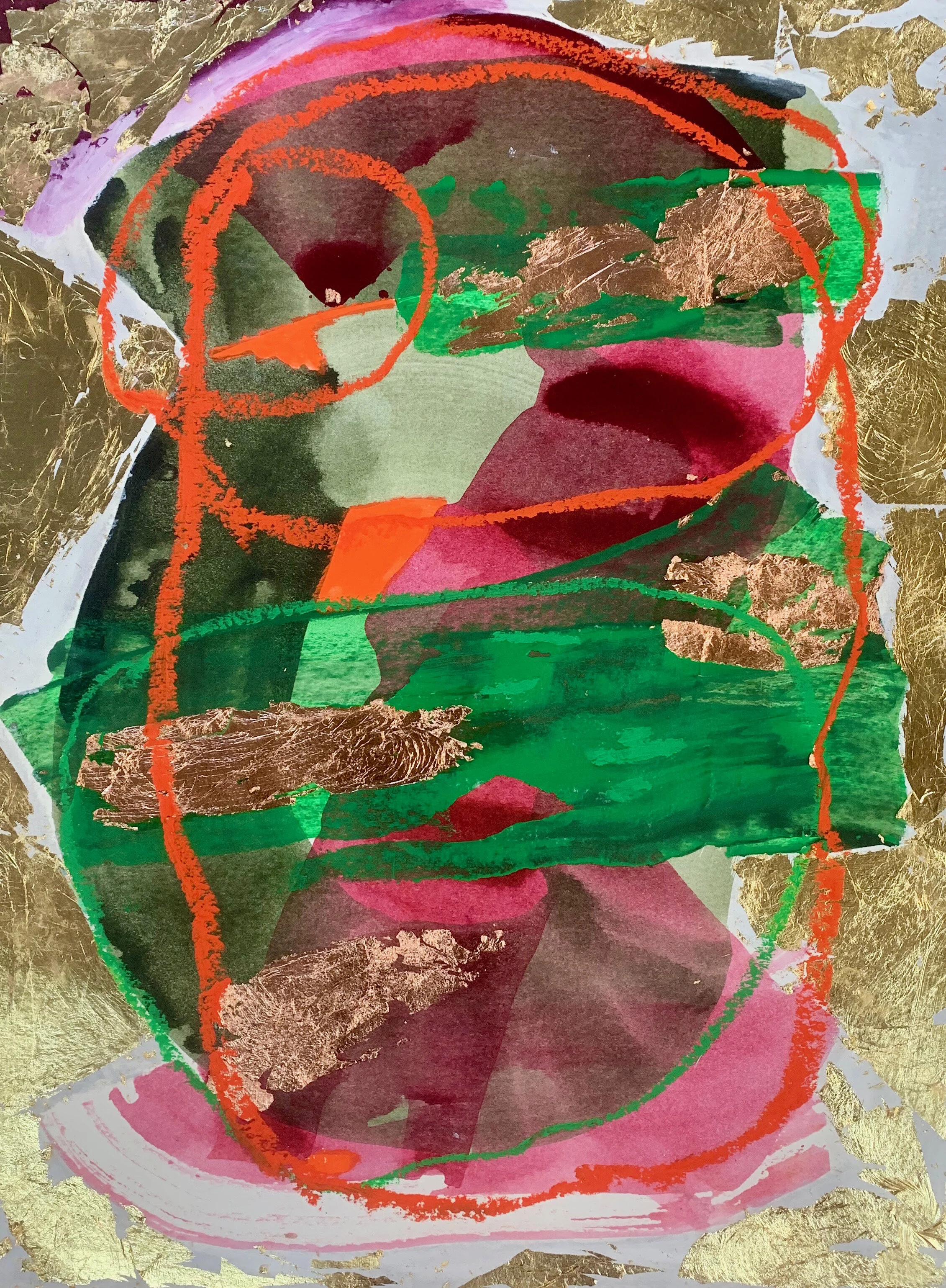 "Complémentaires", Mixed media on paper, 11" x 15"