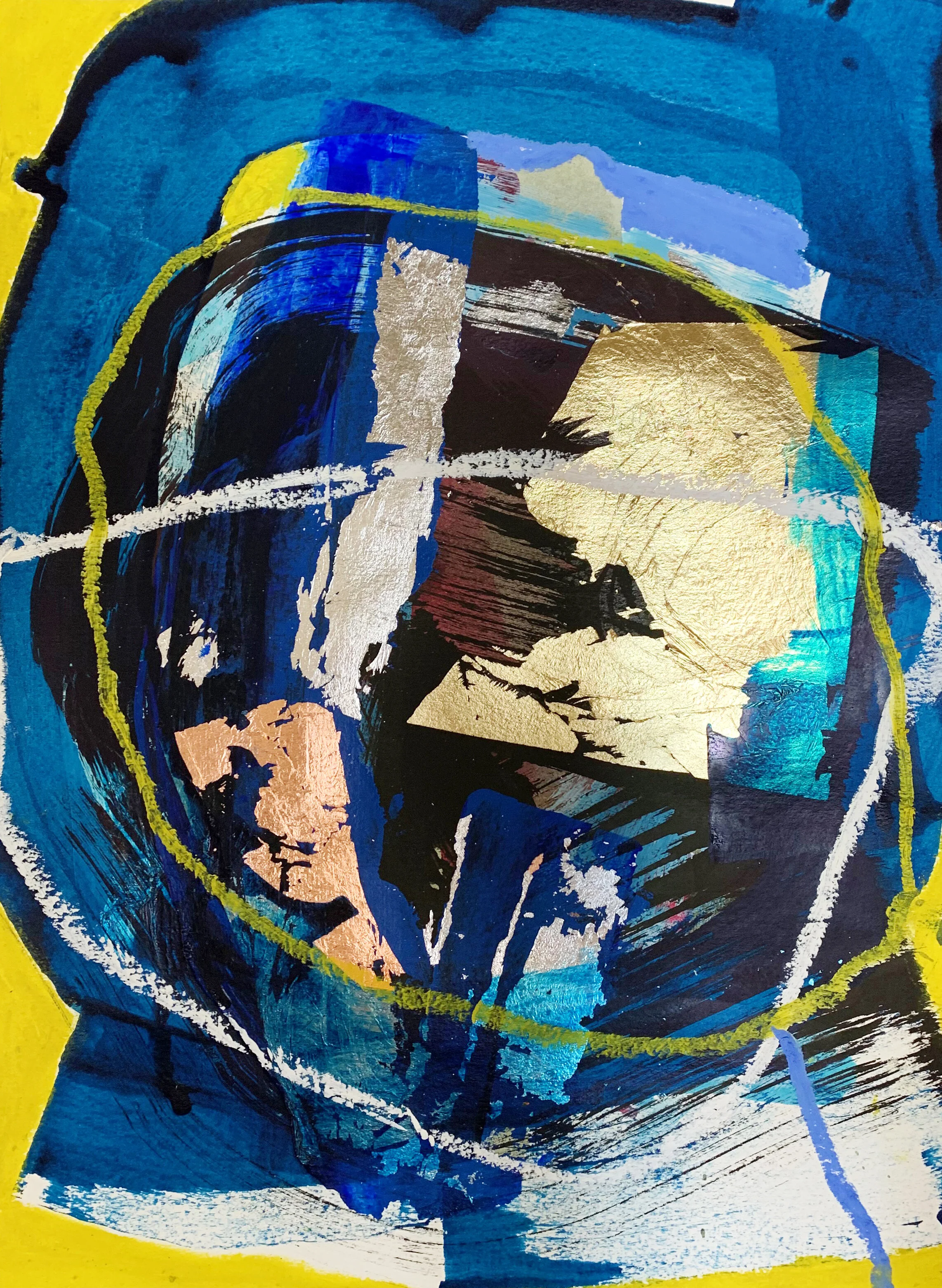 "Complémentaires 2", Mixed media on paper, 11" x 15"