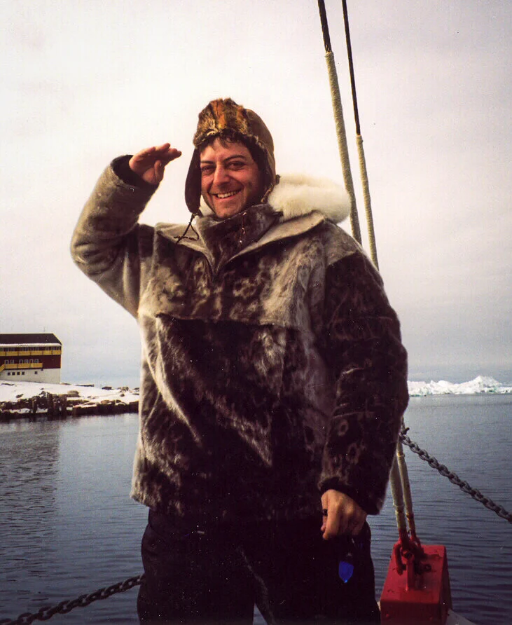 The composer reseraching the sounds of the Arctic in northern Greenland.