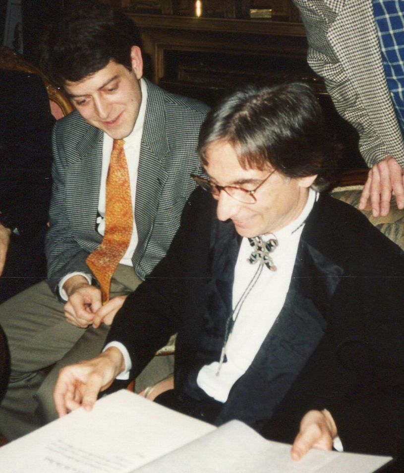 Perusing a score with conductor Michael Tilson Thomas