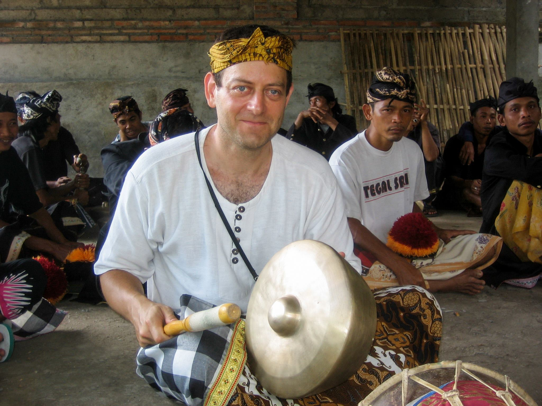 Joining the local gamelan orchestra, Bali, Indonesia