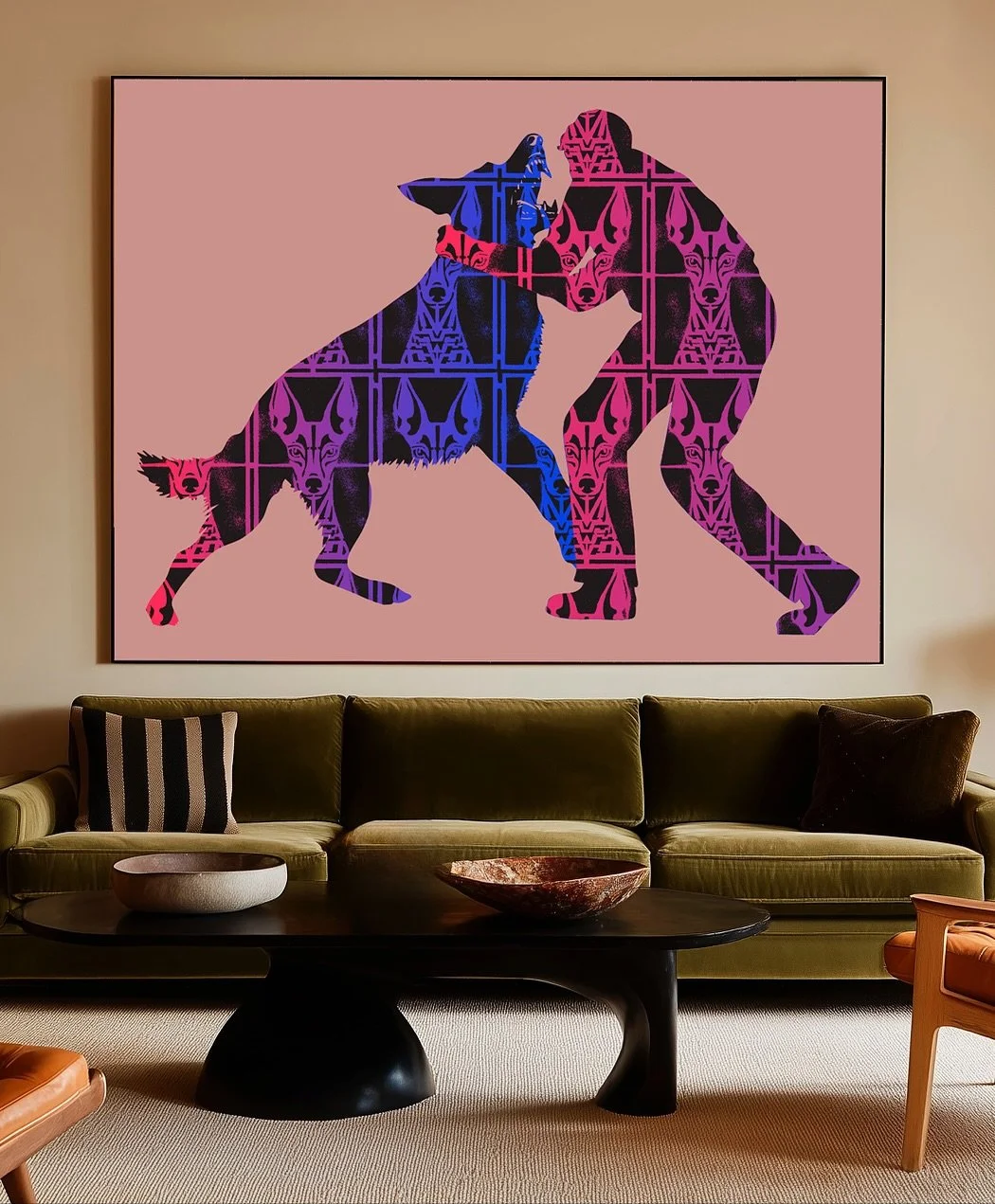 Kisses 😘 &amp; Licks 🐕. Spray paint on canvas.