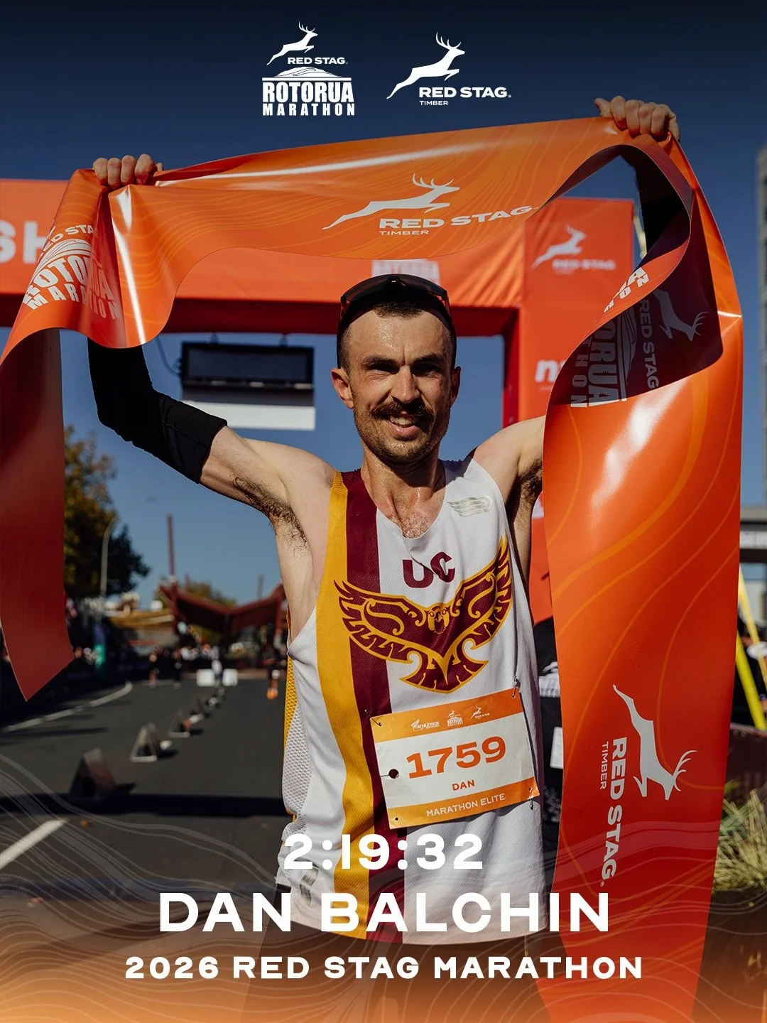 BACK TO BACK @danbalchin takes out the 2026 Red Stag Rotorua Marathon men&rsquo;s title ⚡️

Flying to the finish outside the Novotel Rotorua Lakeside in a time of 2:19:32! Rotorua local @michaelvoss6 clocks second in 2:24:09, and @matthewrobertbaxter