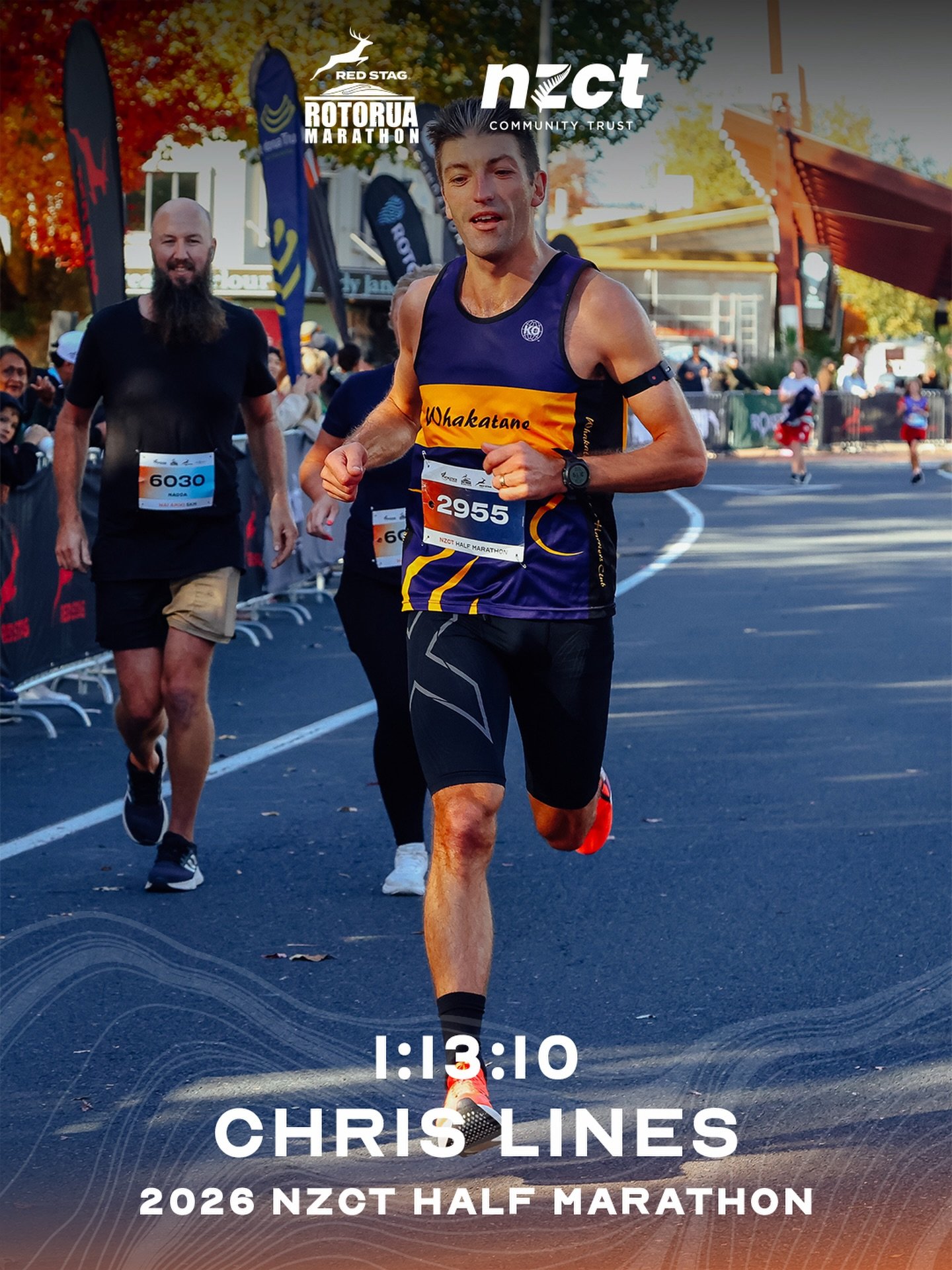 Congratulations to Chris Lines, the winner of the men&rsquo;s 2026 @nzcommunitytrust Half Marathon at the Red Stag Rotorua Marathon 🚀

Matthew Slight finished in second with 1:16:22 and Brad Gartrell closed out the podium with 1:17:29 for Third 👏 
