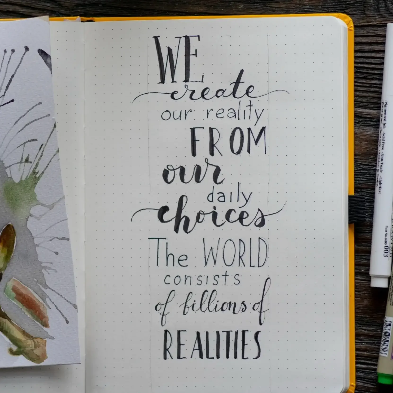 open book that says we create our reality from our daily choices the world consists of billions of realities