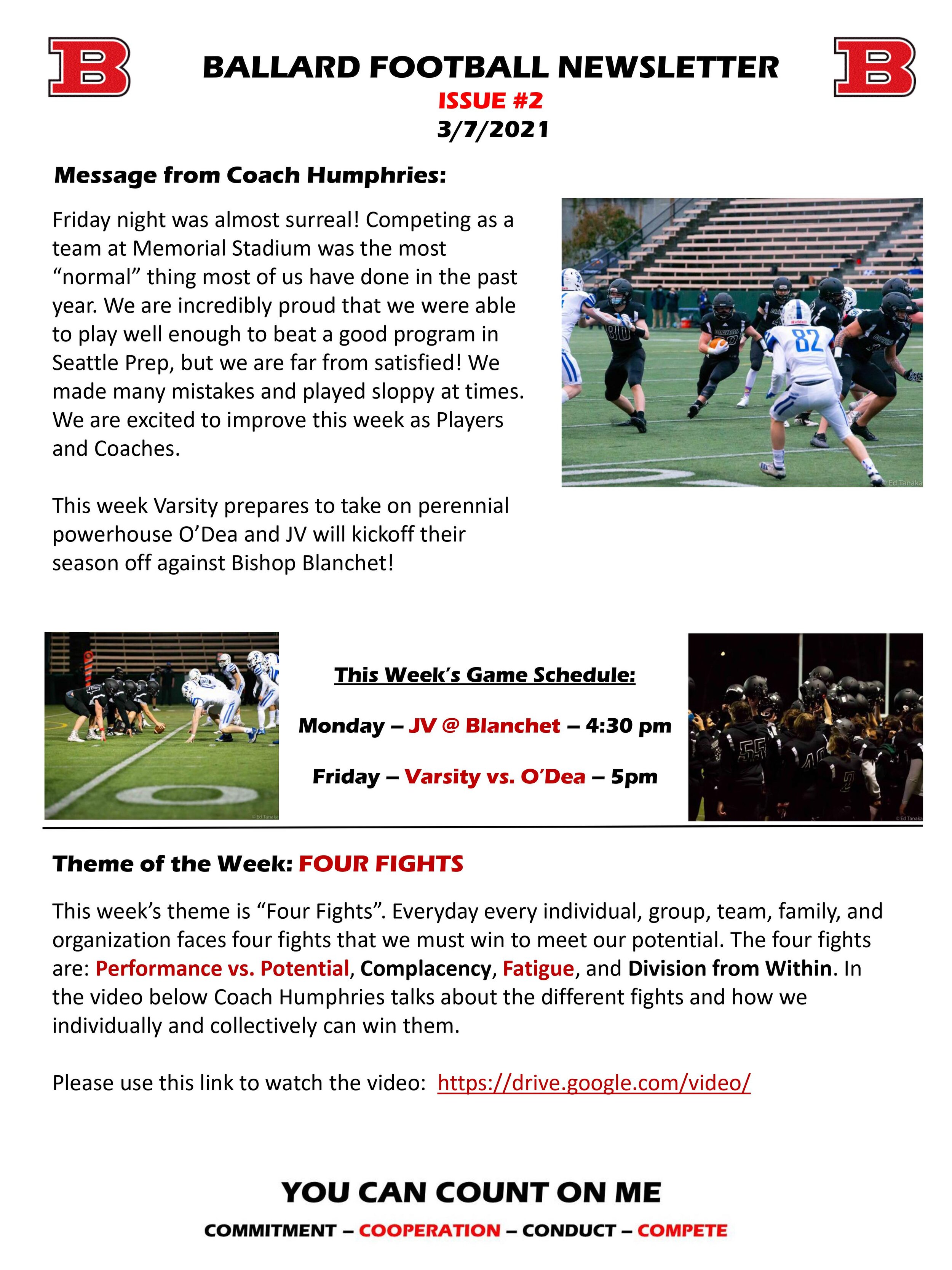 Football Sends Out Weekly Newsletter