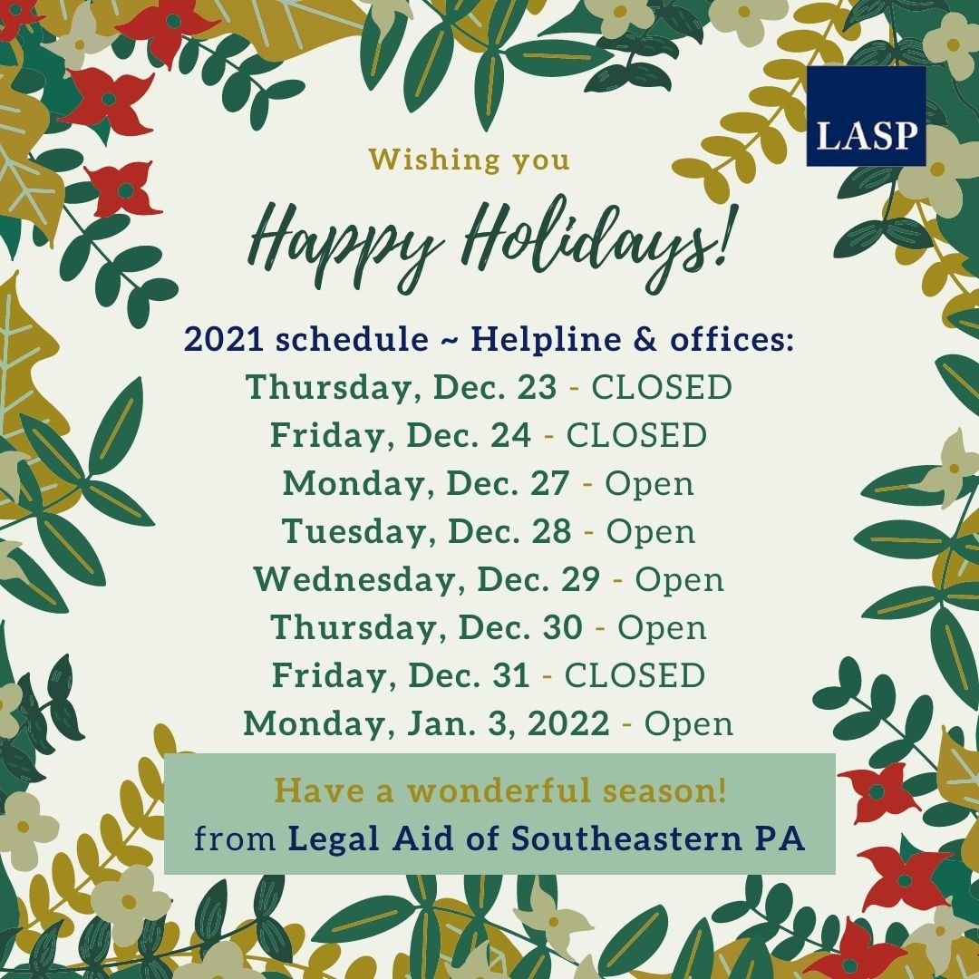 LASP winter holiday schedule