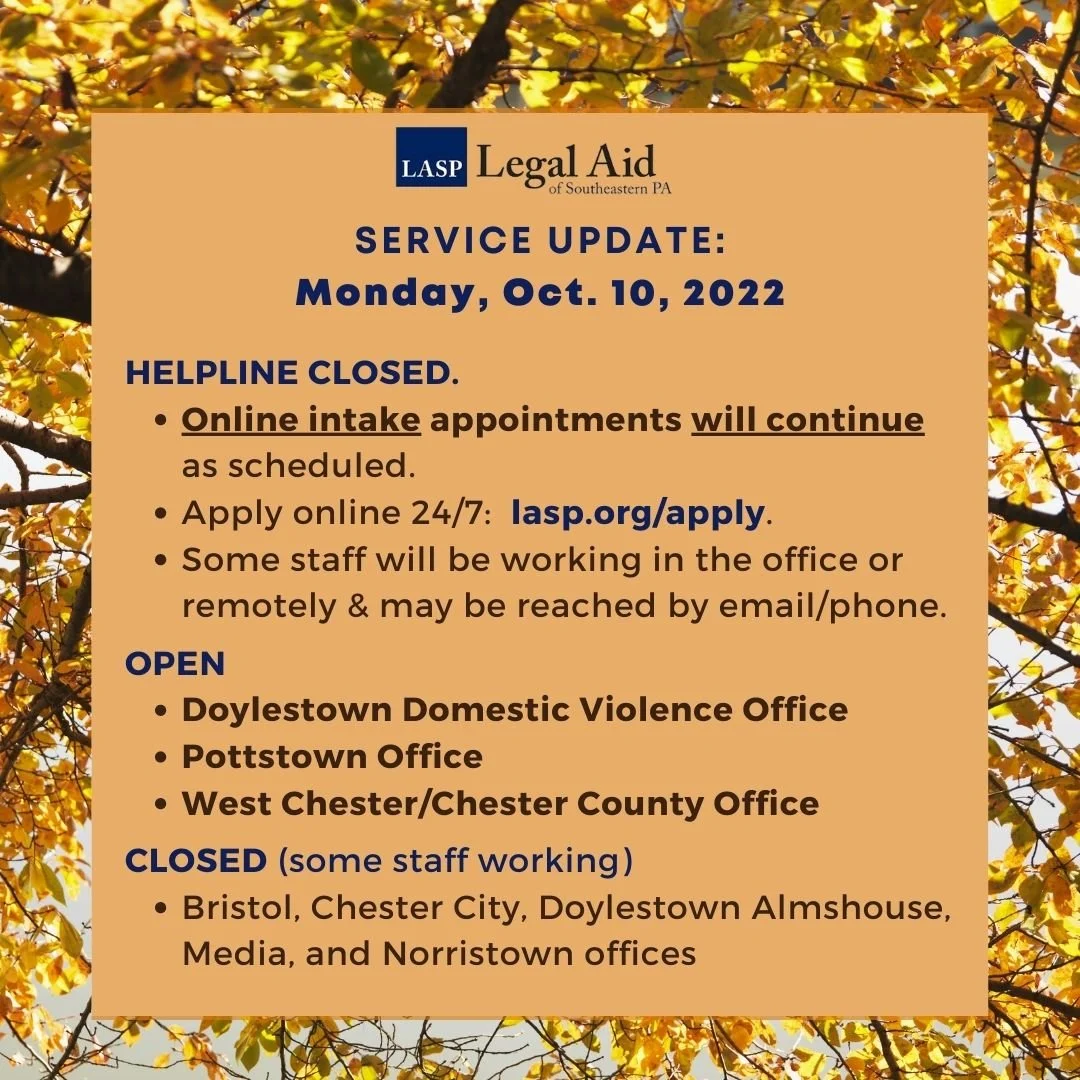 LASP service update for Monday, Oct. 10, 2022
