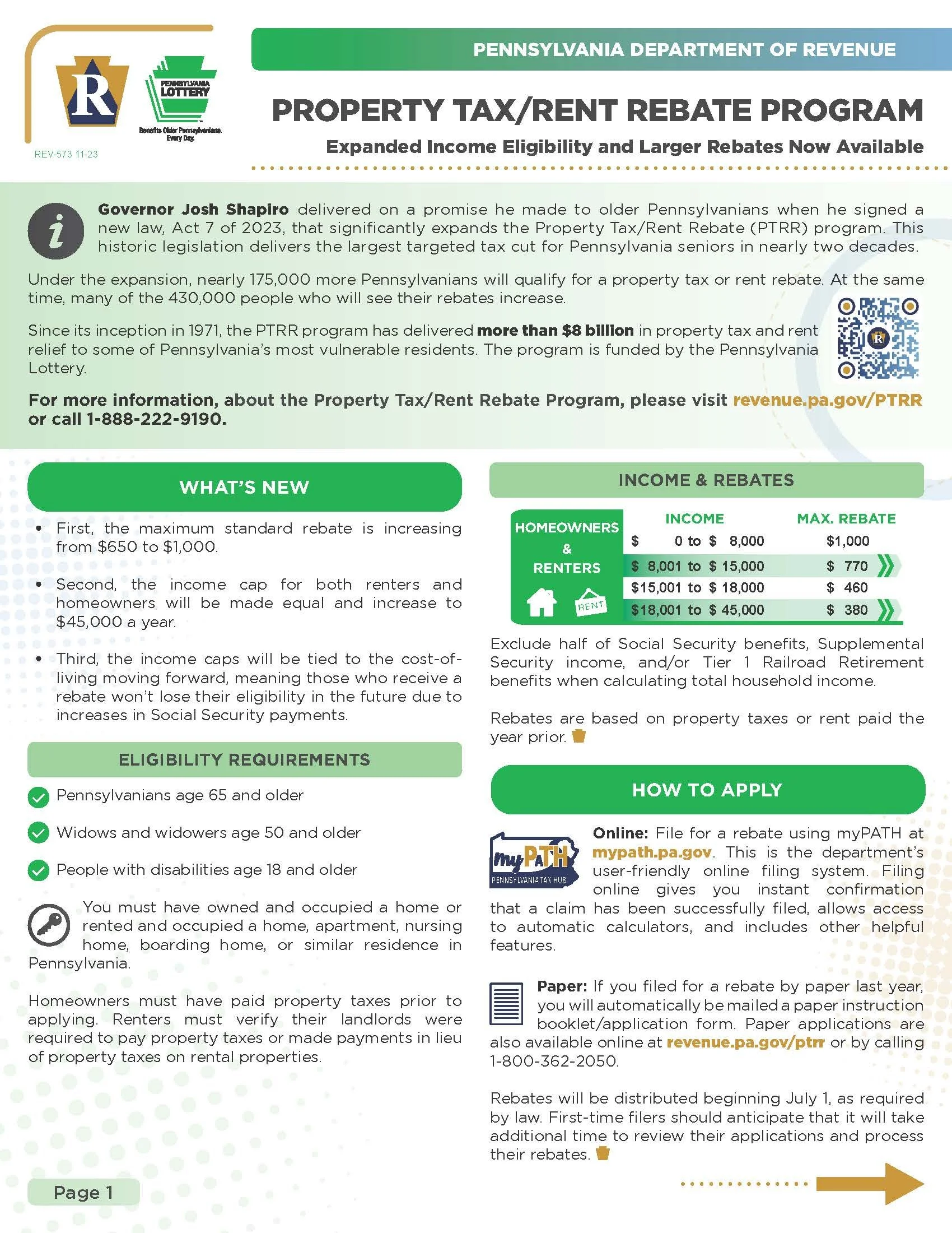 Pennsylvania's Property Tax/Rent Rebate Program may help