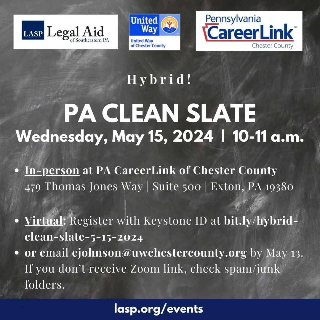 Hybrid:  PA Clean Slate Workshop in Exton or virtual