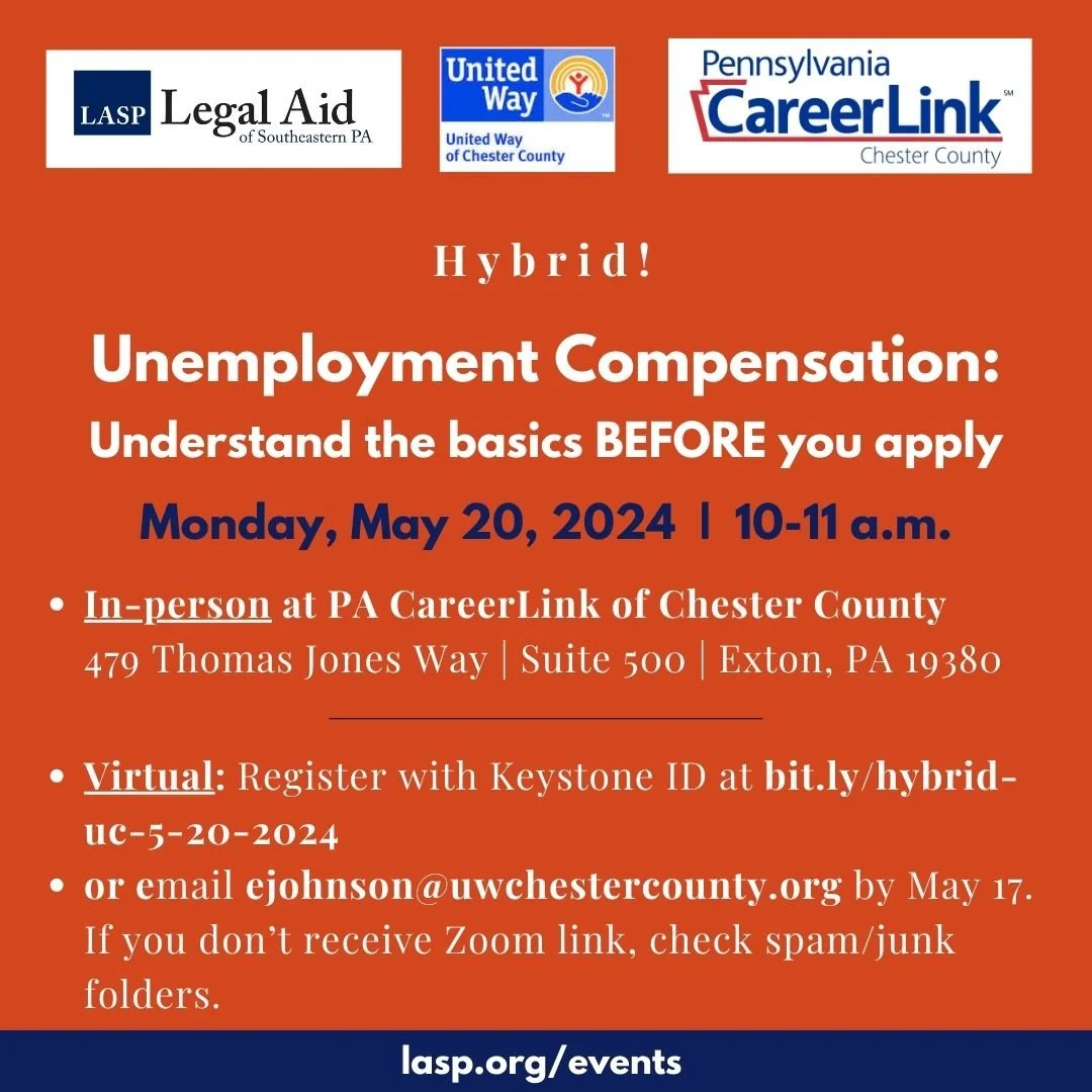 Unemployment Compensation Basics in Exton or virtual