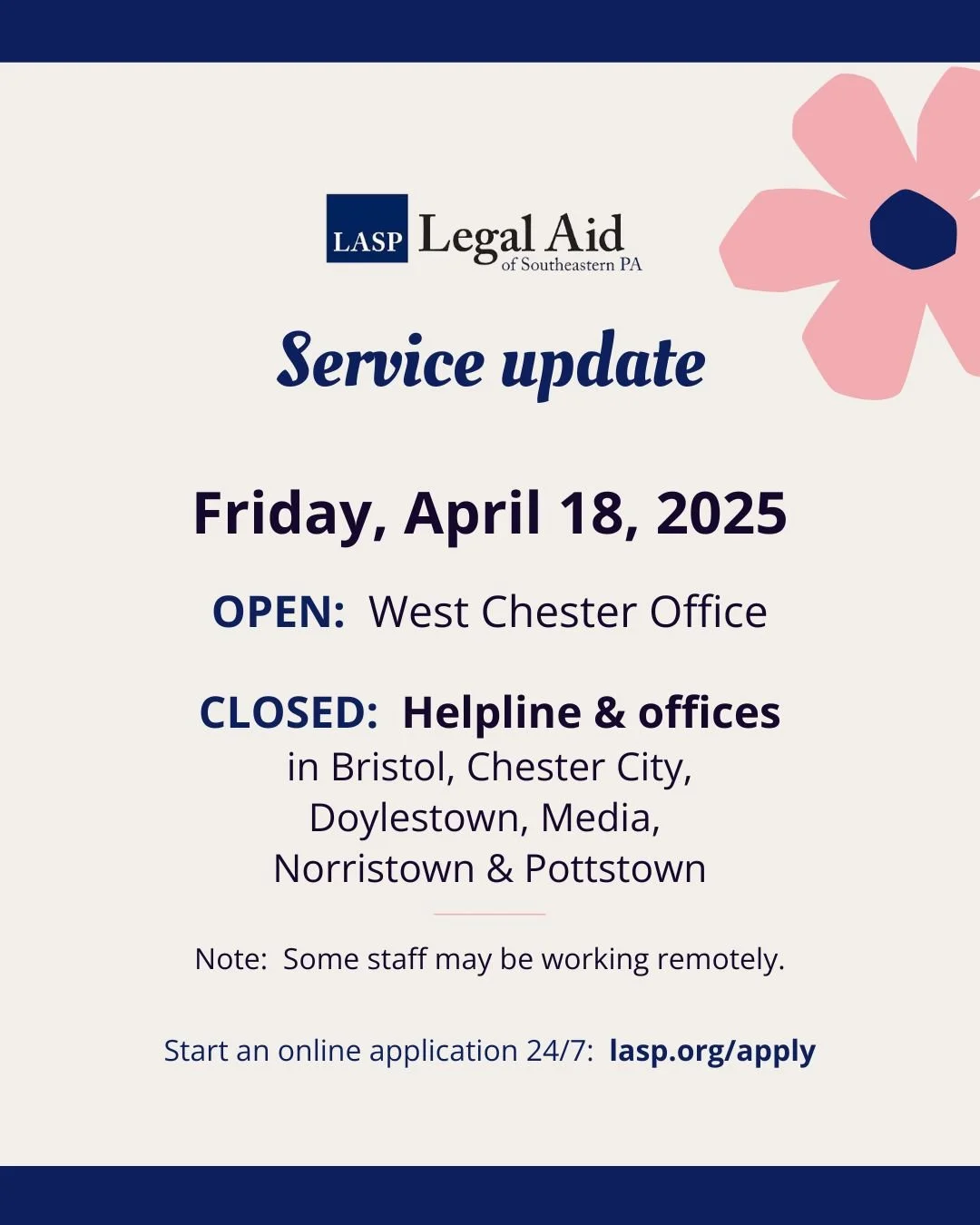 Service update for Good Friday