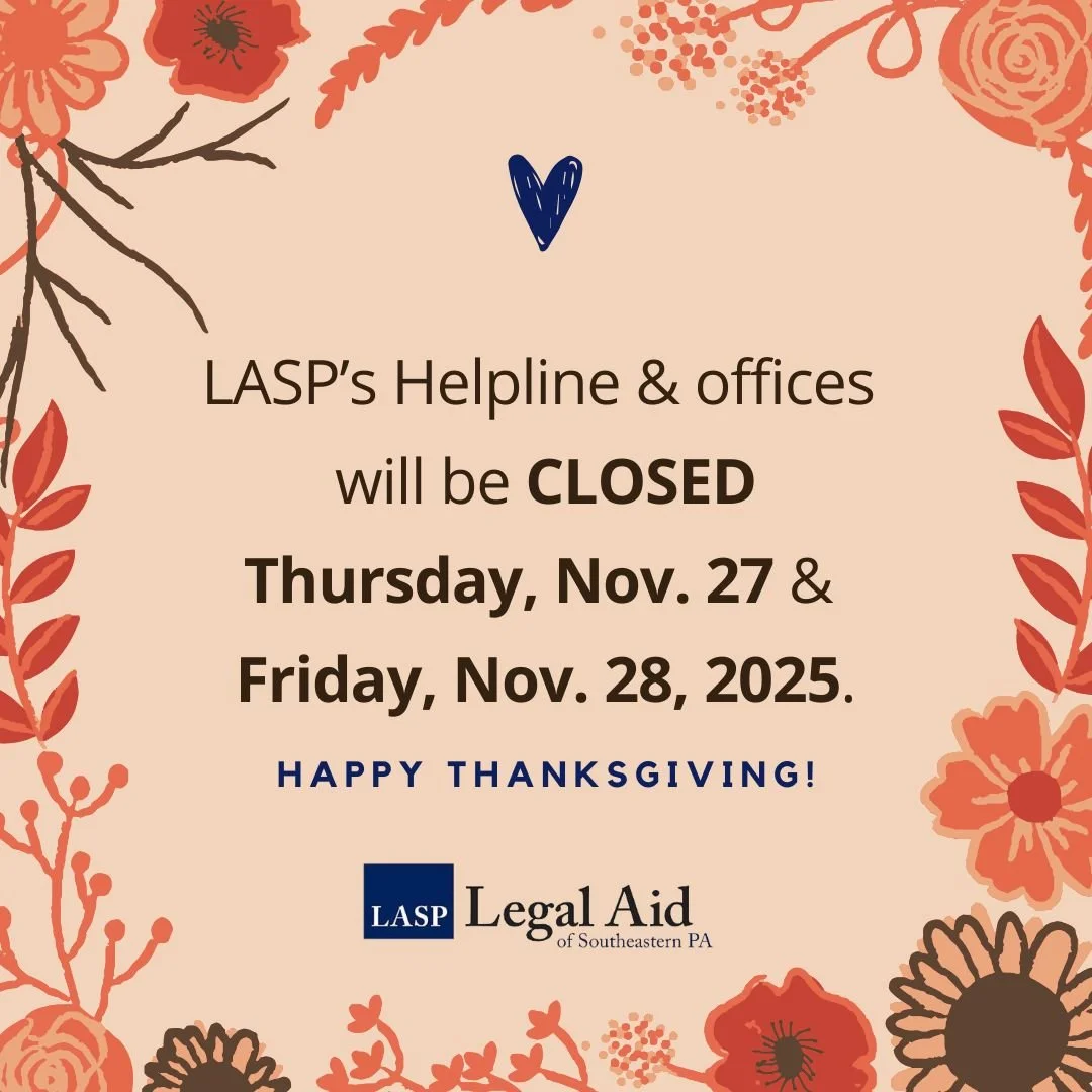 LASP Helpline and offices CLOSED for Thanksgiving holiday