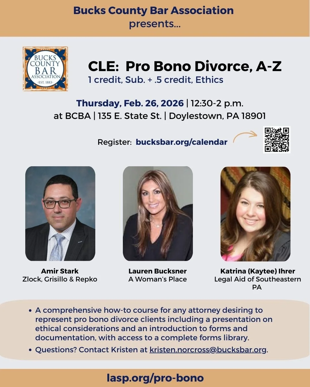 BCBA CLE for attorneys:  Pro Bono Divorce, A-Z