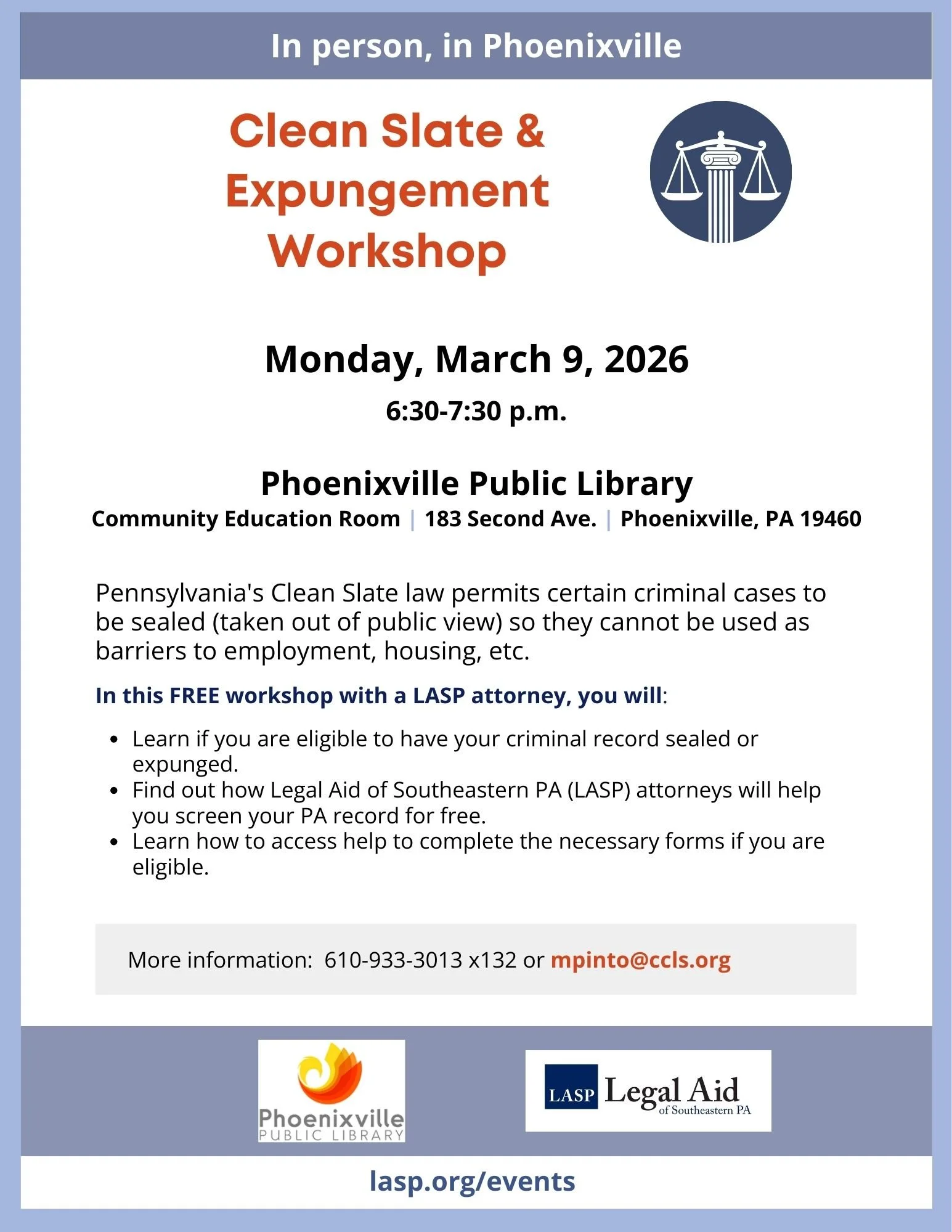 Clean Slate and Expungement Workshop in Phoenixville