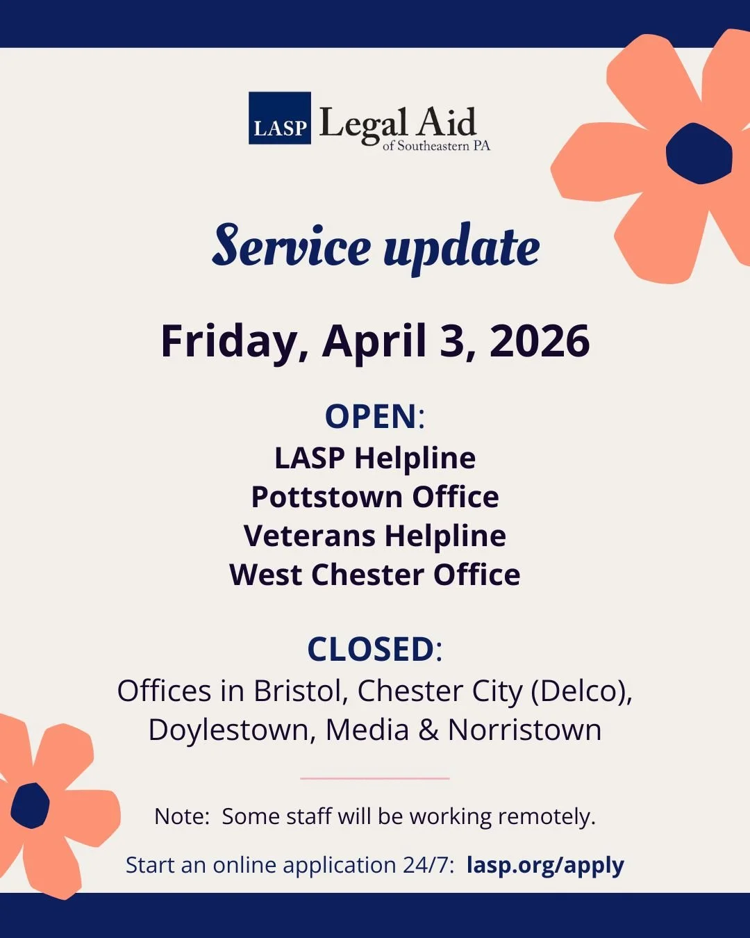 Service update for Good Friday