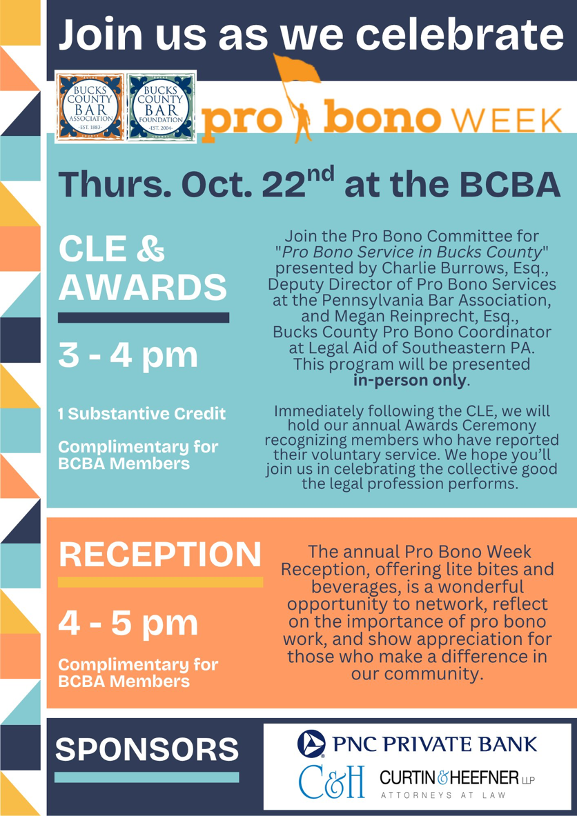 BCBA Pro Bono Week CLE, Awards &amp; Reception for attorneys