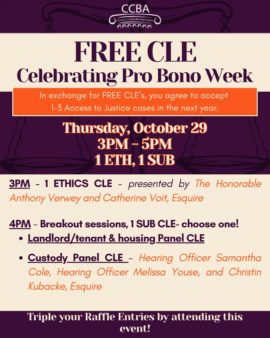 CCBA CLEs for attorneys:  Celebrating Pro Bono Week in Chester County