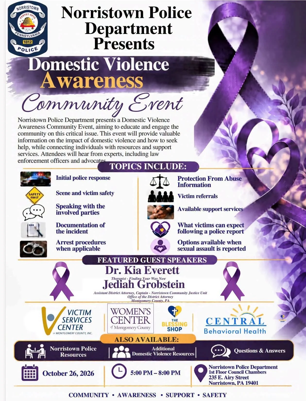 Domestic Violence Awareness Community Event in Norristown