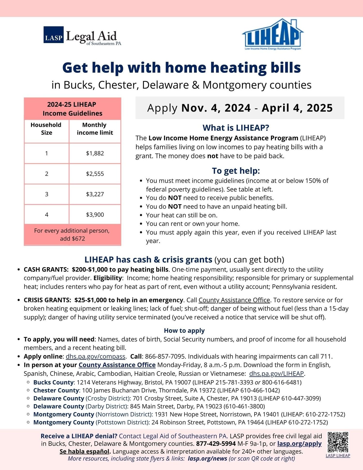 LIHEAP helps with home heating bills Apply Nov. 4, 2024 April 4