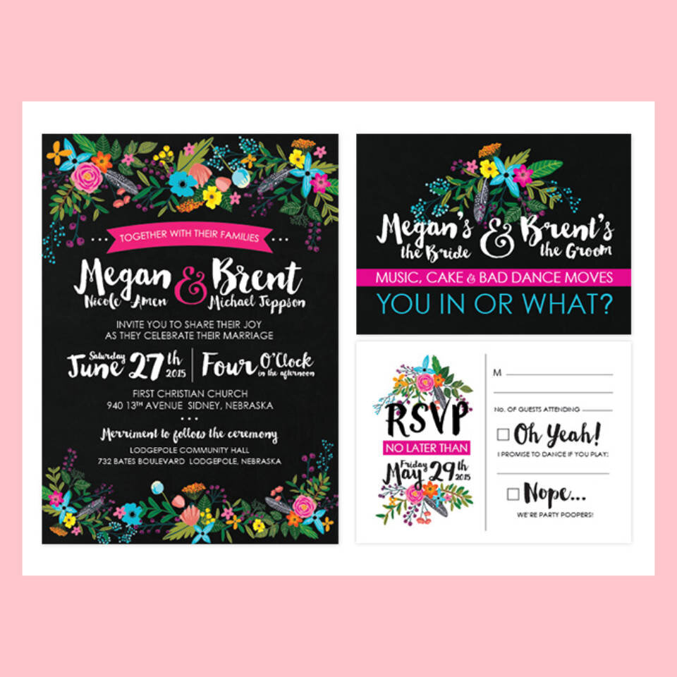 Bold Floral Wedding Invitations