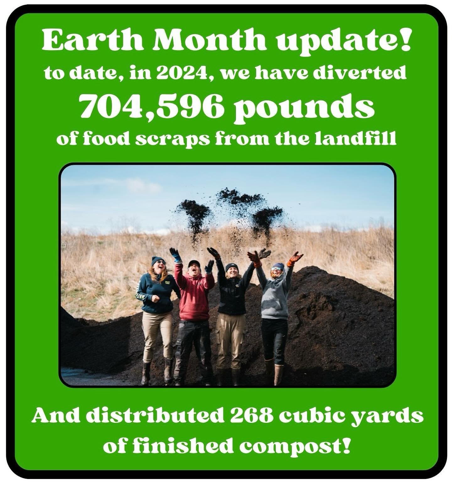 A quick update from the #cancrew :

With the support of our #curbsidecomposters &amp; commercial partners we have diverted 704,506 pounds of food scraps from the landfill (Jan- April 2024)!

A note from our commercial driver, Amanda : &ldquo; let fol