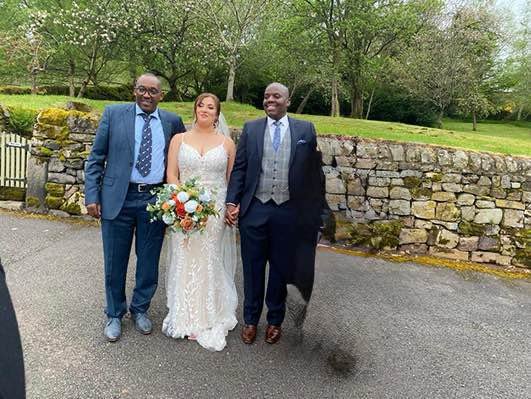  Godefroid with his son August’s and daughter-in-law Helen at their wedding, 2024 