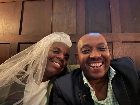  Goderoid with his wife Lydia after Sunday Mass, Sacred Heart Catholic Church, Hanley, Stoke-on-Trent, 2025 