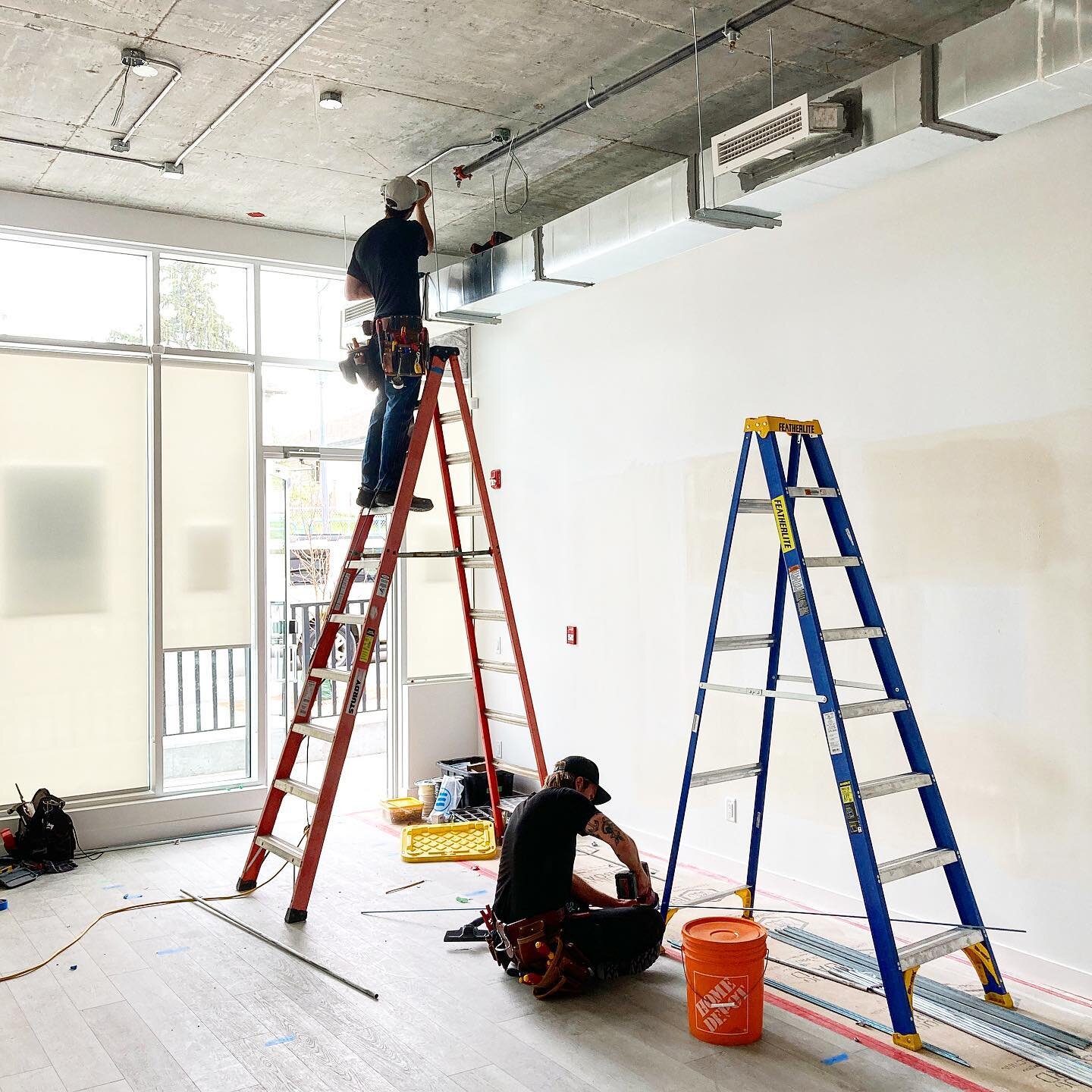 Were starting on a new retail location on Bowness Road. Running pipe and hanging rods for suspended lighting. This will soon be a very sleek looking refill bar!