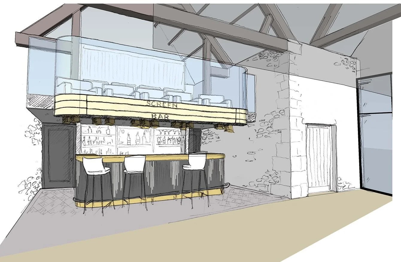 ✨An exciting new project is on the horizon!✨

We&rsquo;ve been invited to develop ideas for this wonderful Barn - and early sketches hint at a striking transformation, including a bespoke bar and cinema-style seating. These initial concepts mark the 