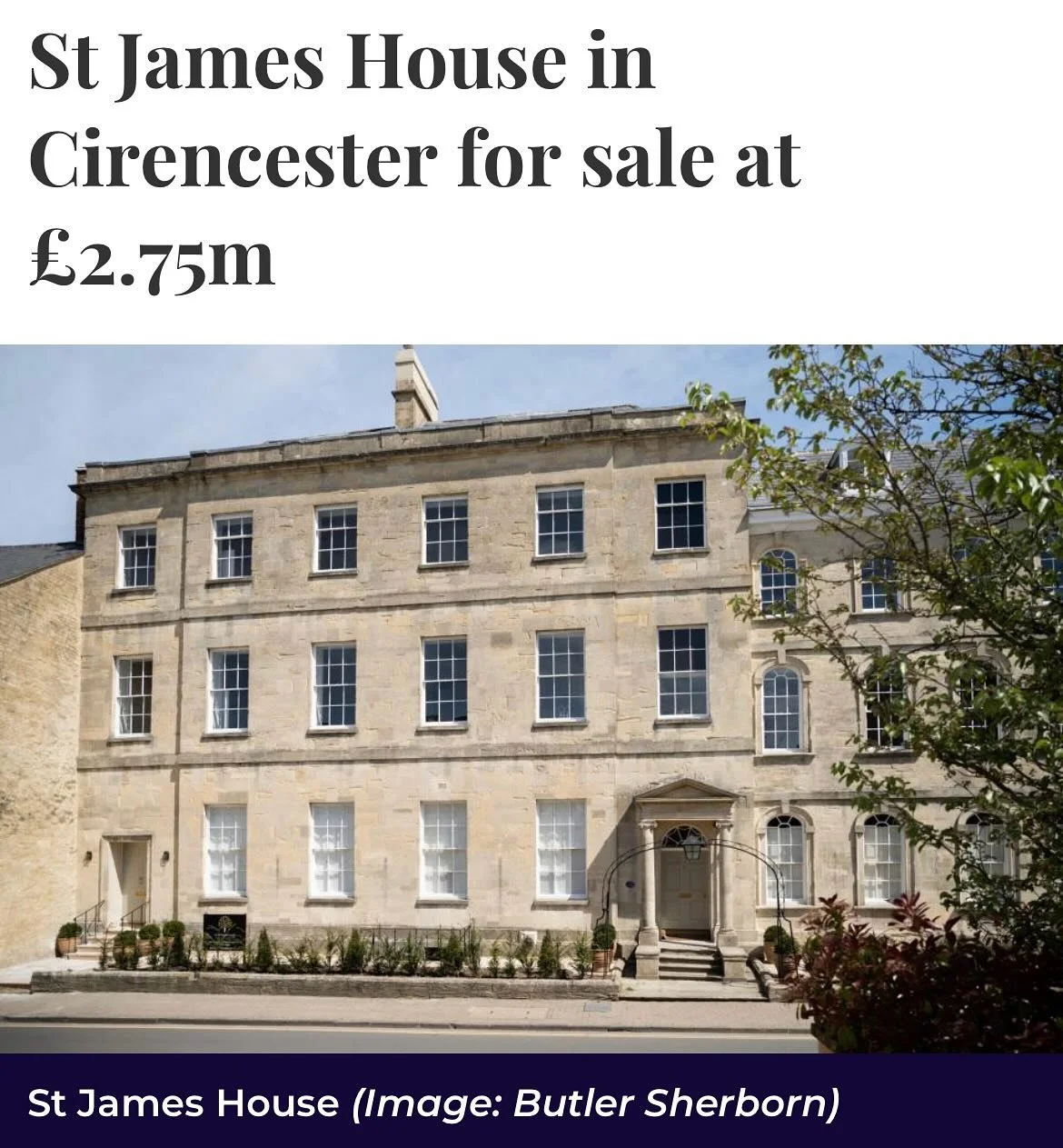 St James House on Dollar Street, Cirencester &mdash; a restoration by Charles Mullineux Design &mdash; is now listed at &pound;2.75m, and featured in @cotswoldlife! 🏛️

This beautifully restored Georgian townhouse merges historic character with refi