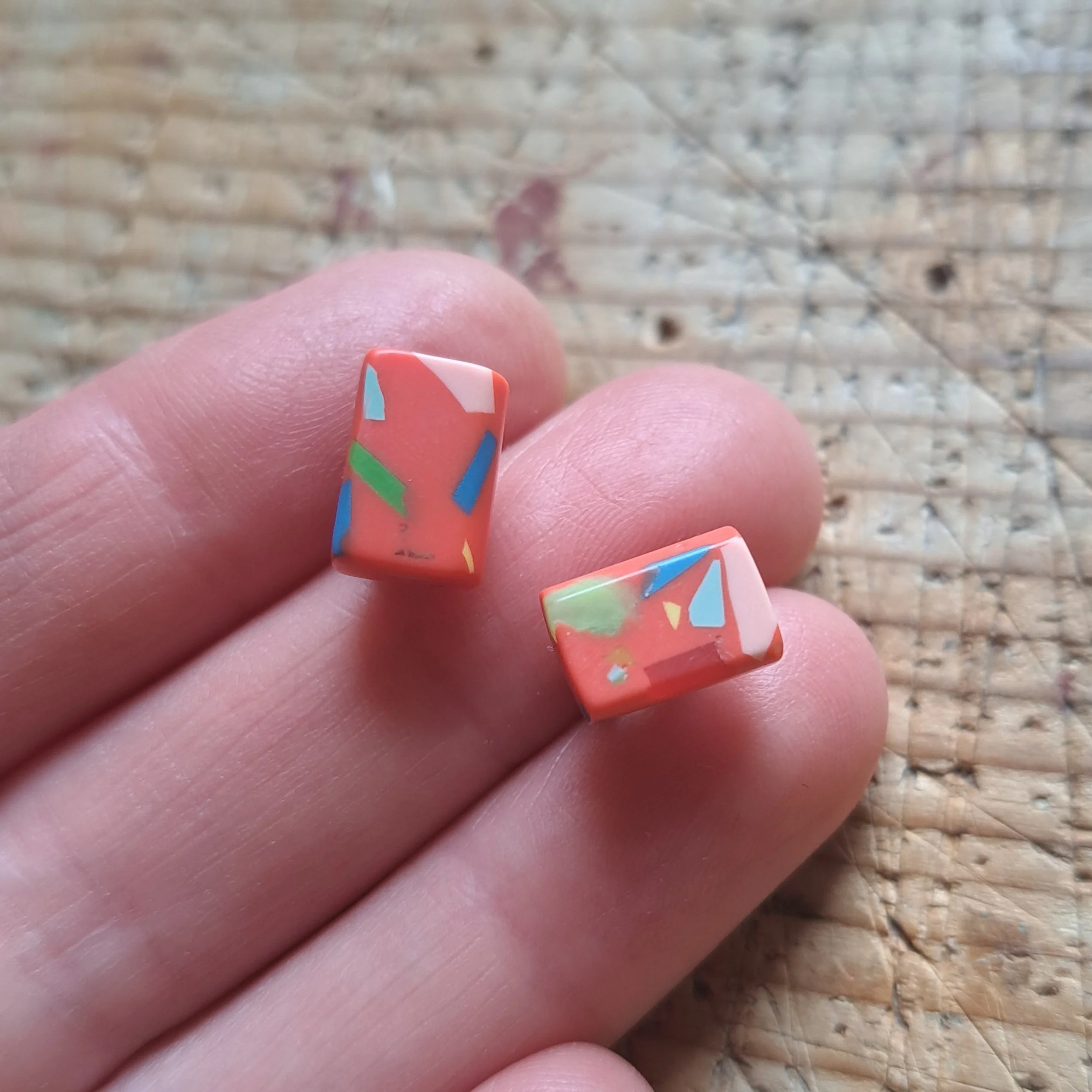 coral colourful chunky block studs